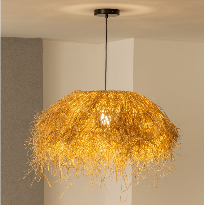 Brilagi - LED-pendellampa på vajer CERIA BOHO 1xE27/40W/230V Ø 60 cm raffia