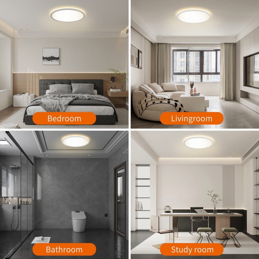 Brilagi - LED RGBW dimbar takarmatur ULTRA SLIM LED/18W/230V 2700–6500K Ø 30 cm vit + fjärrkontroll