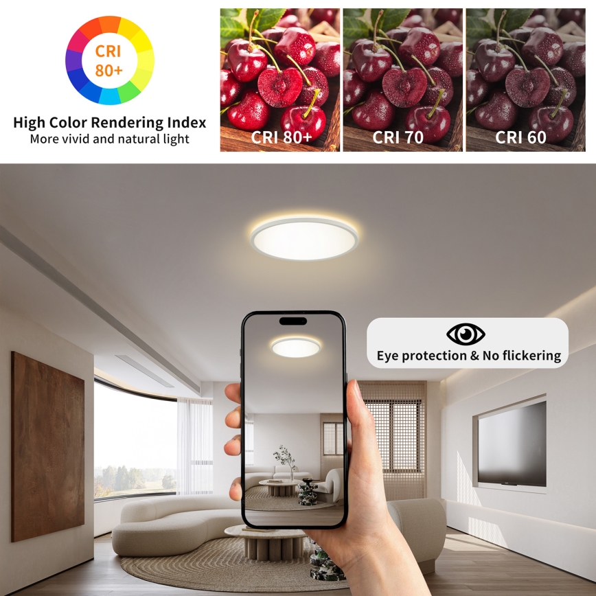 Brilagi - LED RGBW Dimbar taklampa ULTRA SLIM LED/18W/230V 2700-6500K Ø 30 cm vit + fjärrkontroll