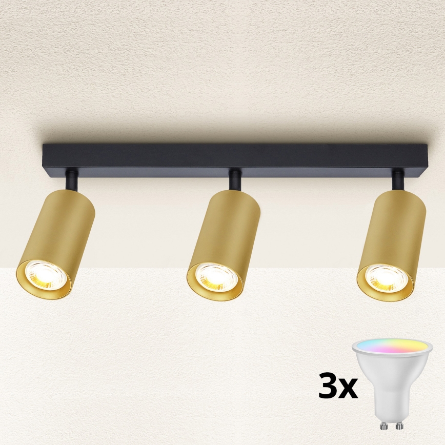 Brilagi - LED RGBW dimbar spot SELE GOLDEN 3xGU10/6,5W/230V 2700-6500K svart/guld