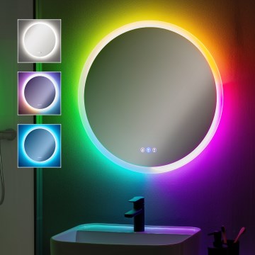 Brilagi - LED RGBW dimbar uppvärmd badrumsspegel med bakgrundsbelysning CLARA PRO LED/18,5W/230V Ø 60 cm 3000/4000/6500K IP44 CRI 90