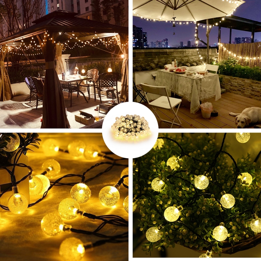 Brilagi - LED Solcell Dekorativ slinga BUBBLE 300xLED/8 funktioner 30m IP65 varm vit