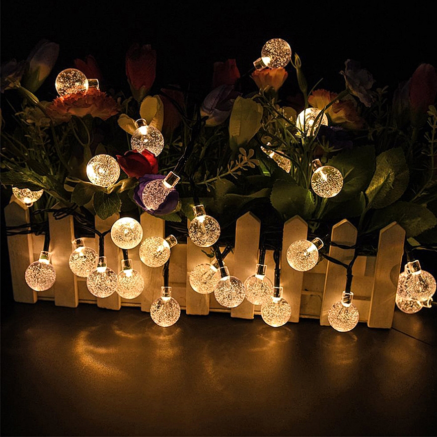 Brilagi - LED Solcell dekorativ slinga BUBBLE 50xLED/8 funktioner 7m IP65 varm vit 600 mAh