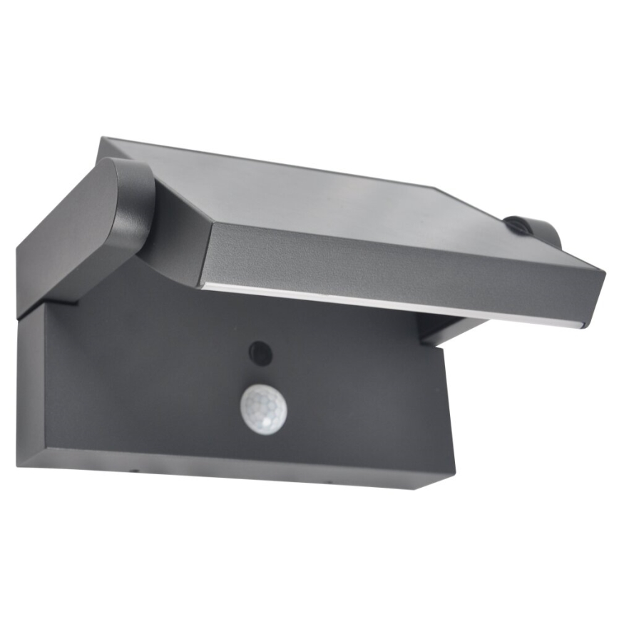 Brilagi - LED Solcellsvägglampa med rörelse- och skymningssensor ANKLE LED/10W/3,7V 3000 mAh 4000K IP65 antracit
