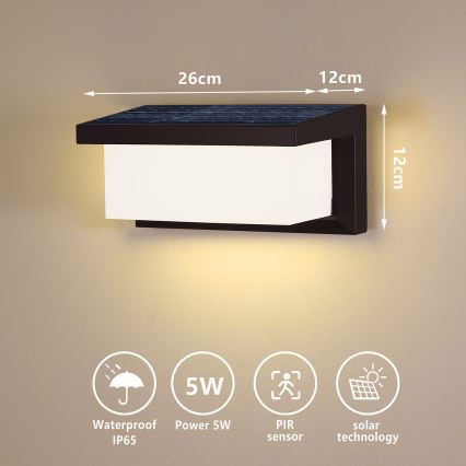 Brilagi - LED Solcellsvägglampa med rörelse- och skymningssensor BRICKY LED/5W/6V 4000 mAh IP65