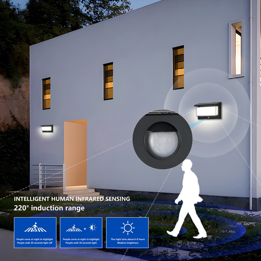 Brilagi - LED solcell väggbelysning med sensor SOL LUME LED/10W/3,7V 4000 mAh IP44