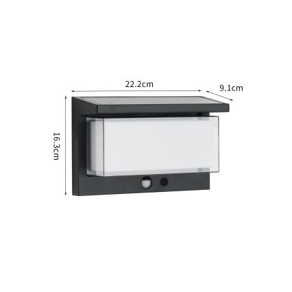 Brilagi - LED solcell väggbelysning med sensor SOL LUME LED/10W/3,7V 4000 mAh IP44
