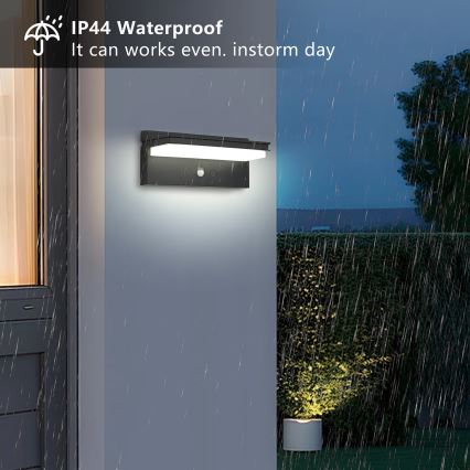 Brilagi - LED solcell väggbelysning med sensor SOL SENSE LED/10W/3,7V 4000 mAh IP44