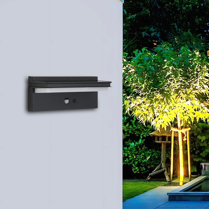 Brilagi - LED solcell väggbelysning med sensor SOL SENSE LED/10W/3,7V 4000 mAh IP44