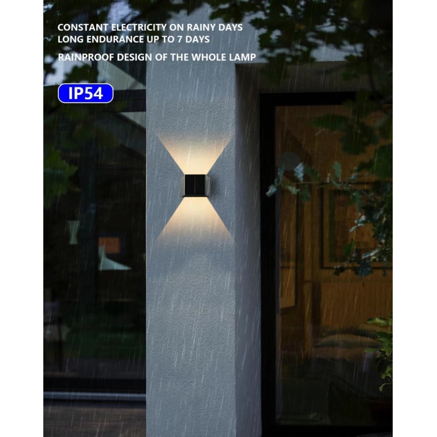 Brilagi - LED solcell väggbelysning med sensor SOLAR CUBE LED/2W/3,2V IP54