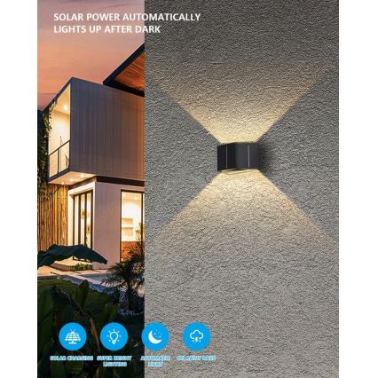 Brilagi - LED solcell väggbelysning med sensor SOLAR CUBE LED/2W/3,2V IP54
