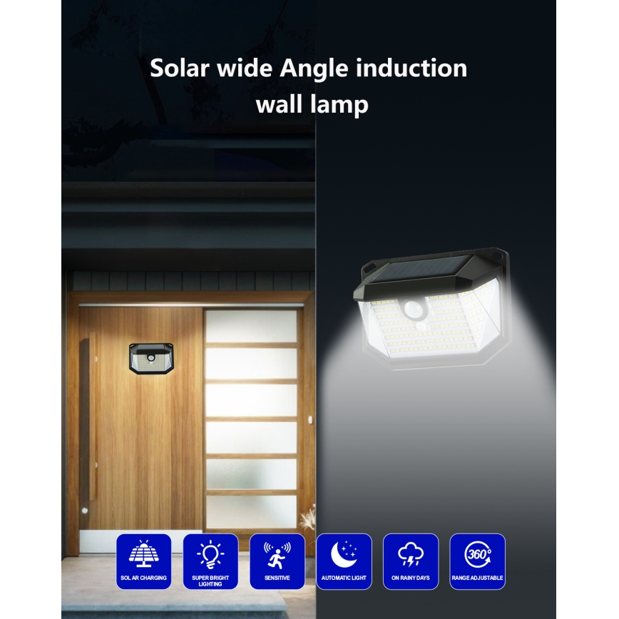 Brilagi - LED solcell väggbelysning med sensor WALLIE LED/4W/5,5V 6500K IP65