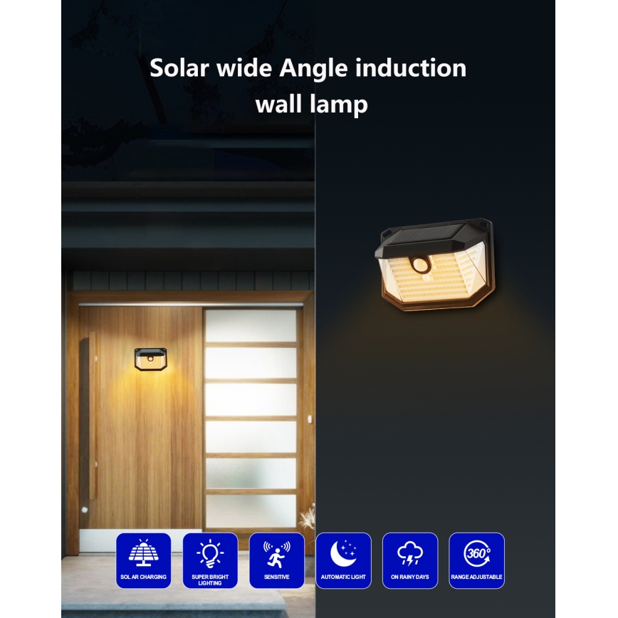 Brilagi - LED solcell väggbelysning med sensor WALLIE LED/4W/5,5V 3000K IP65