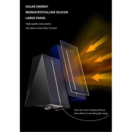 Brilagi - LED solcell väggbelysning PYRAMID LED/2W/3,2V IP54