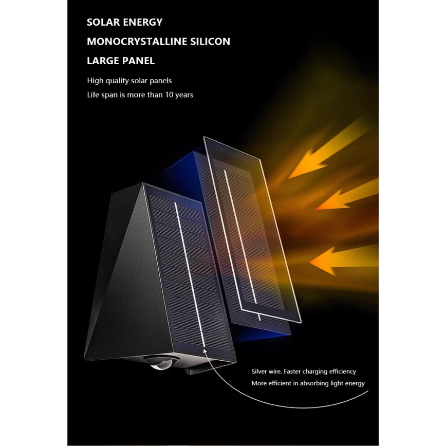 Brilagi - LED solcell väggbelysning PYRAMID LED/2W/3,2V IP54