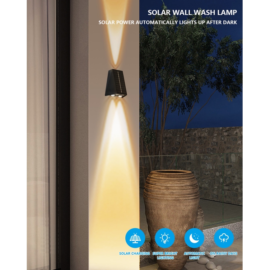 Brilagi - LED solcell väggbelysning PYRAMID LED/2W/3,2V IP54
