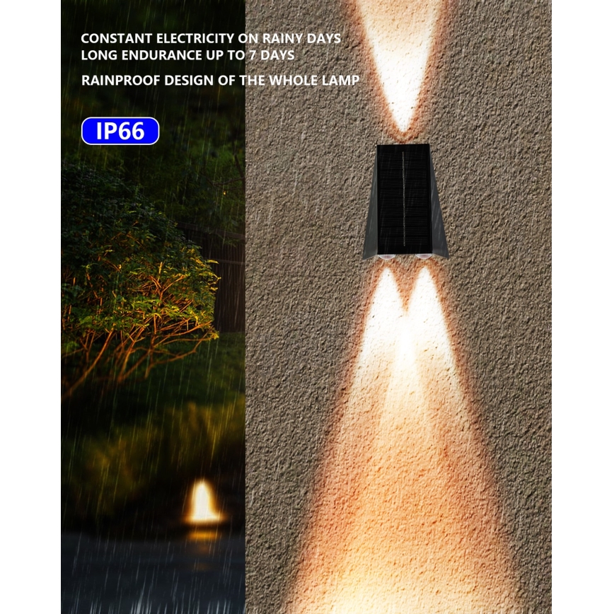 Brilagi - LED solcell väggbelysning PYRAMID LED/2W/3,2V IP54