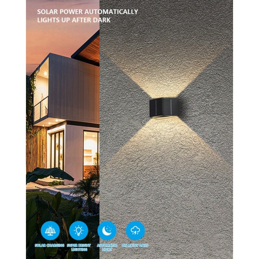 Brilagi - LED solcell väggbelysning SOLAR CUBE LED/2W/3,2V 1300 mAh IP54