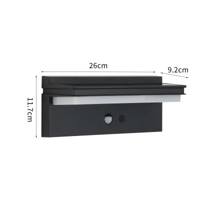 Brilagi - LED solcellsvägglampa med sensor SUN SENSE LED/10W/3,7V 4000 mAh IP44