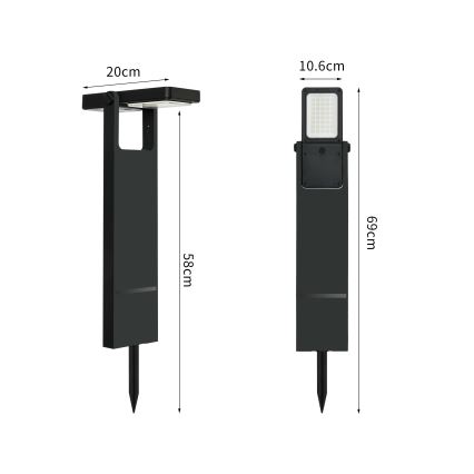 Brilagi - LED solcellslampa SOL SPIKE LED/4W/3,7V 2200 mAh IP44
