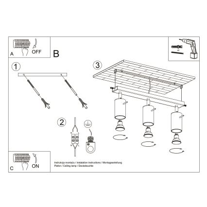 Brilagi -  LED Spotlight ASMUS 3xGU10/7W/230V svart