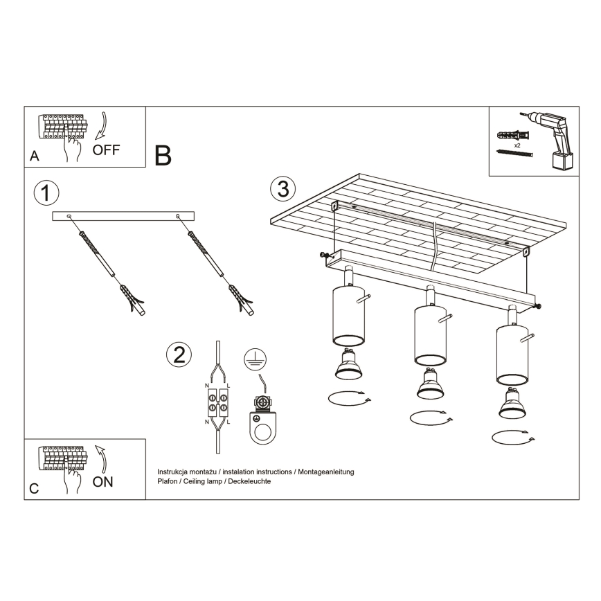 Brilagi -  LED Spotlight ASMUS 3xGU10/7W/230V svart