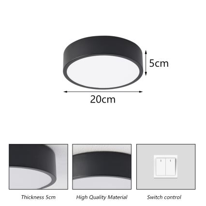 Brilagi - LED takarmatur POOL LED/18W/230V 3000/4500/6000K Ø 20 cm svart