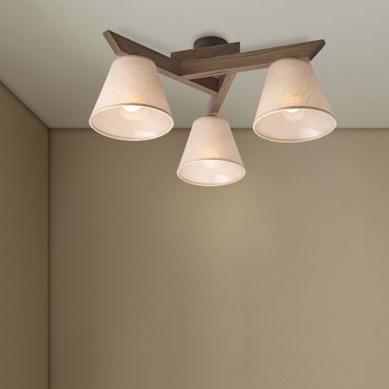 Brilagi - LED Takmonterad taklampa ANTHONY 3xE14/40W/230V ek valnöt/beige