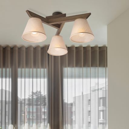 Brilagi - LED Takmonterad taklampa ANTHONY 3xE14/40W/230V ek valnöt/beige