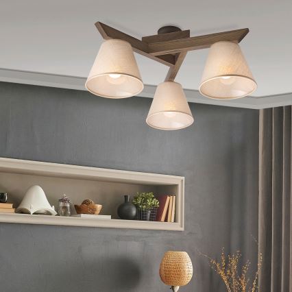 Brilagi - LED Takmonterad taklampa ANTHONY 3xE14/40W/230V ek valnöt/beige