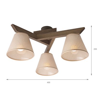 Brilagi - LED Takmonterad taklampa ANTHONY 3xE14/40W/230V ek valnöt/beige
