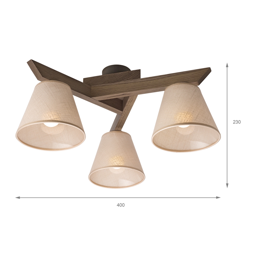 Brilagi - LED Takmonterad taklampa ANTHONY 3xE14/40W/230V ek valnöt/beige