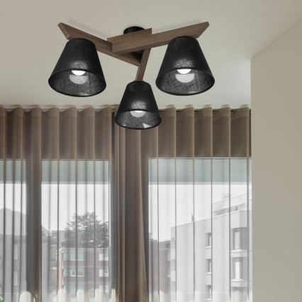 Brilagi - LED Taklampa ANTHONY 3xE14/40W/230V ek valnöt/svart