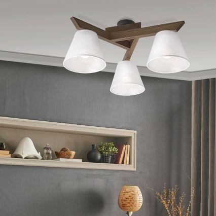 Brilagi - LED Taklampa ANTHONY 3xE14/40W/230V ek valnöt/vit