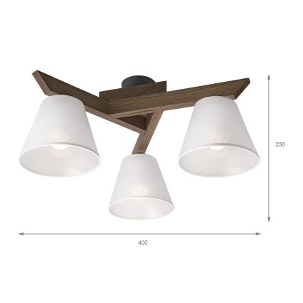 Brilagi - LED Taklampa ANTHONY 3xE14/40W/230V ek valnöt/vit