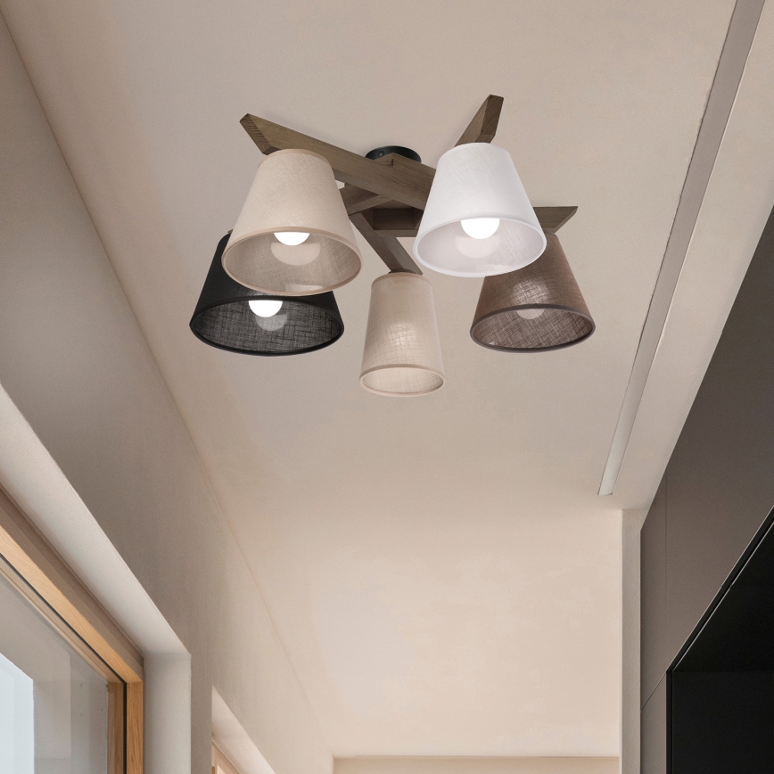 Brilagi - LED Taklampa ANTHONY 5xE14/40W/230V ek valnöt