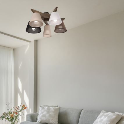 Brilagi - LED Taklampa ANTHONY 5xE14/40W/230V ek valnöt