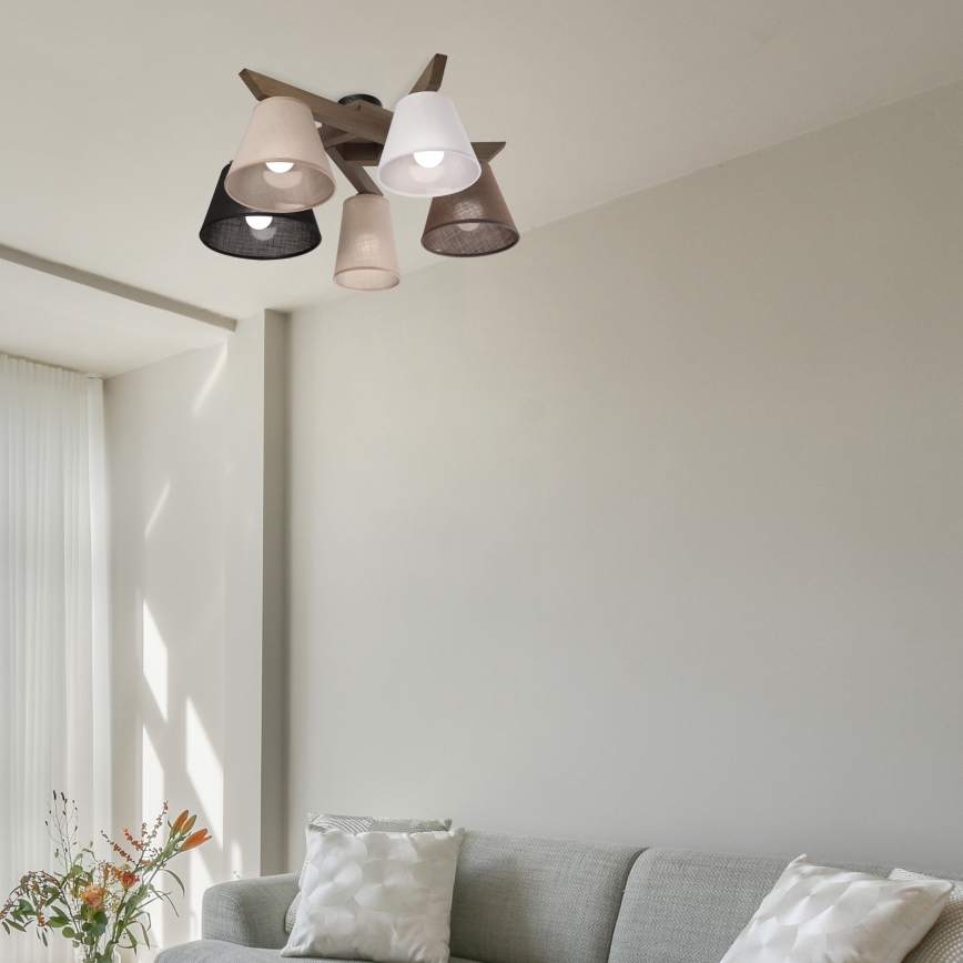 Brilagi - LED Taklampa ANTHONY 5xE14/40W/230V ek valnöt