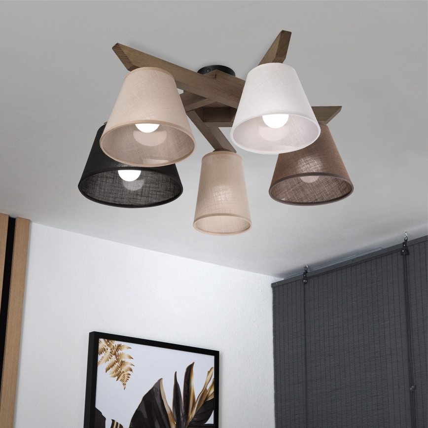 Brilagi - LED Taklampa ANTHONY 5xE14/40W/230V ek valnöt