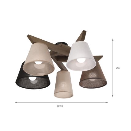 Brilagi - LED Taklampa ANTHONY 5xE14/40W/230V ek valnöt