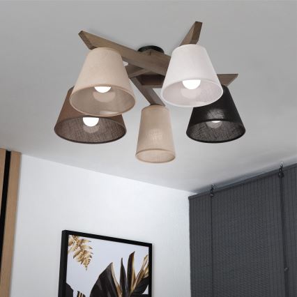Brilagi - LED Taklampa ANTHONY 5xE14/40W/230V ek valnöt