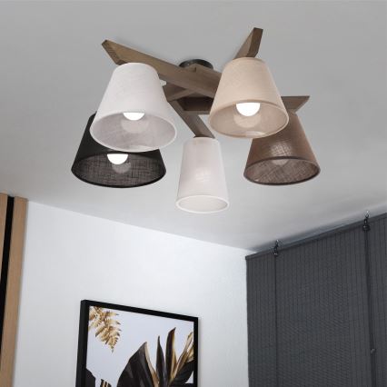 Brilagi - LED Taklampa ANTHONY 5xE14/40W/230V ek valnöt