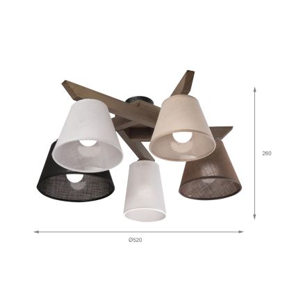 Brilagi - LED Taklampa ANTHONY 5xE14/40W/230V ek valnöt