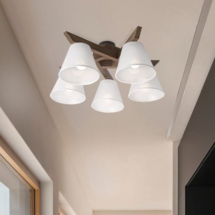 Brilagi - LED Taklampa ANTHONY 5xE14/40W/230V ek valnöt/vit