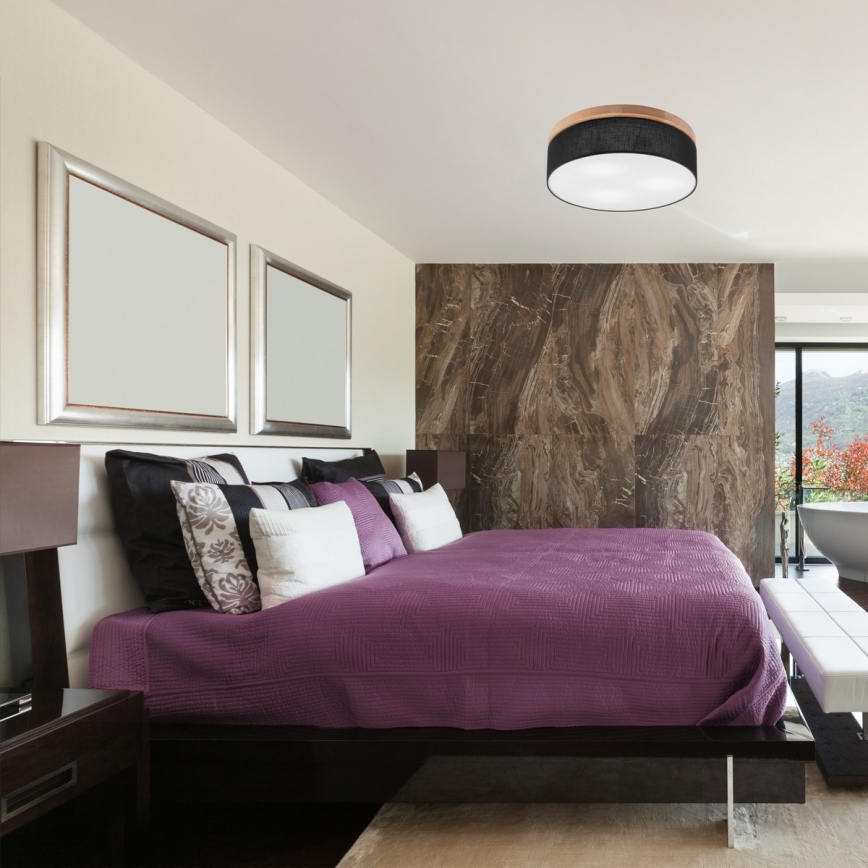 Brilagi - LED Taklampa BELLADONNA 3xE27/15W/230V Ø 50 cm svart/ek