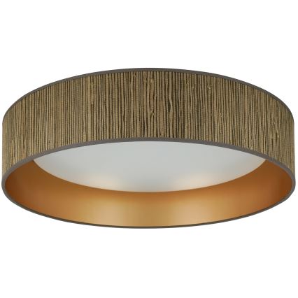 Brilagi - LED taklampa BOSTON ROLLER LED/24W/230V diameter 45 cm strå brun/guld