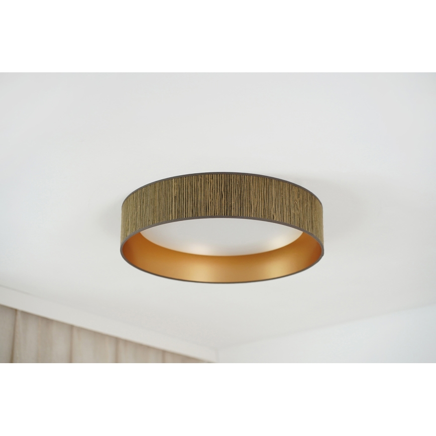 Brilagi - LED taklampa BOSTON ROLLER LED/24W/230V diameter 45 cm strå brun/guld