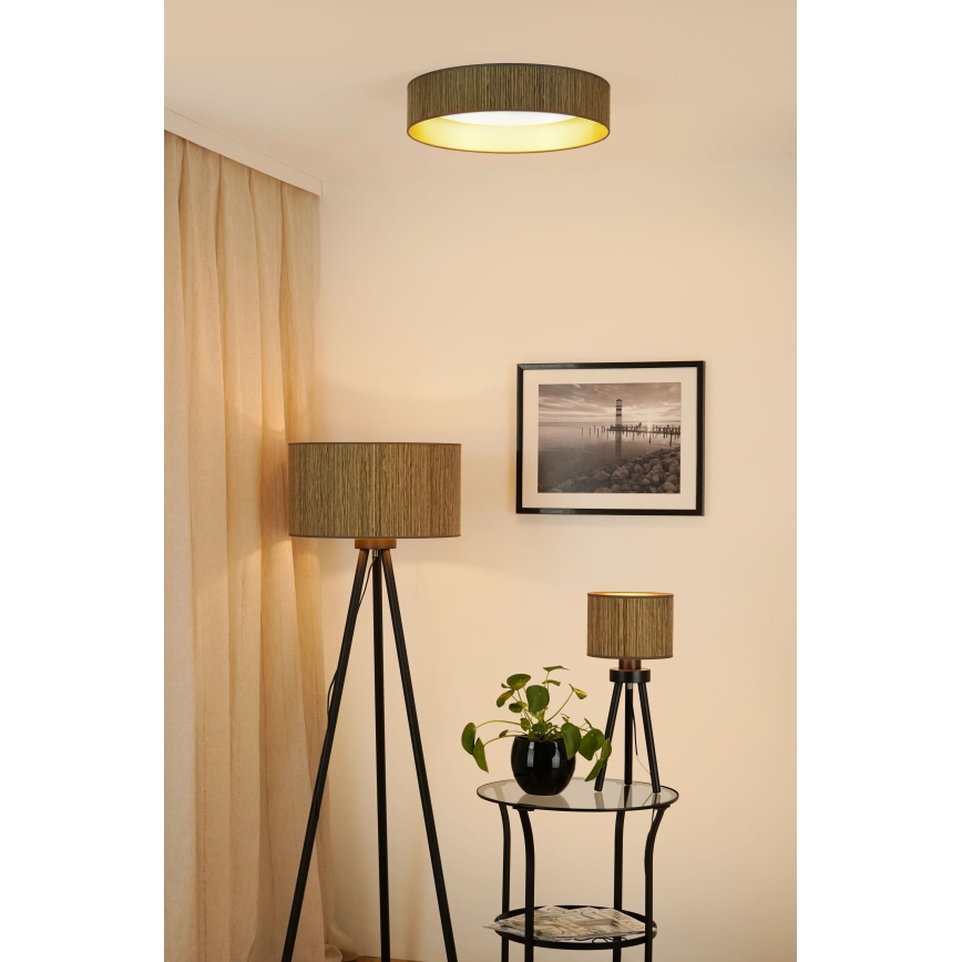 Brilagi - LED taklampa BOSTON ROLLER LED/24W/230V diameter 45 cm strå brun/guld