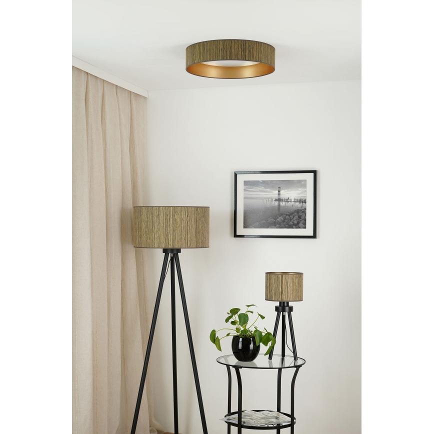 Brilagi - LED taklampa BOSTON ROLLER LED/24W/230V diameter 45 cm strå brun/guld