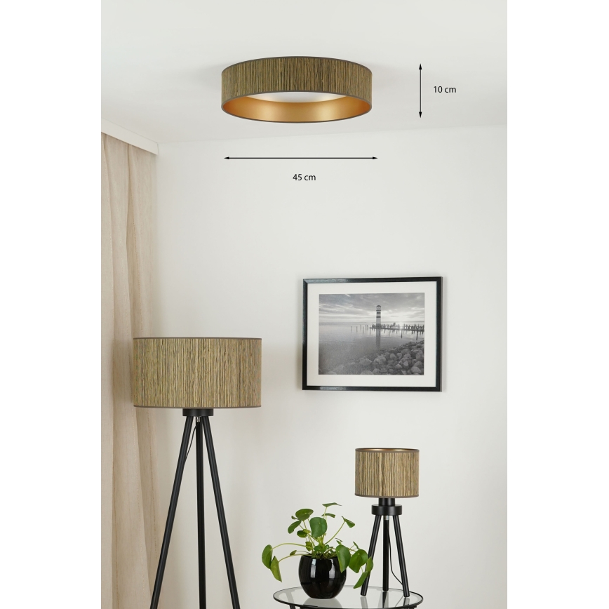 Brilagi - LED taklampa BOSTON ROLLER LED/24W/230V diameter 45 cm strå brun/guld